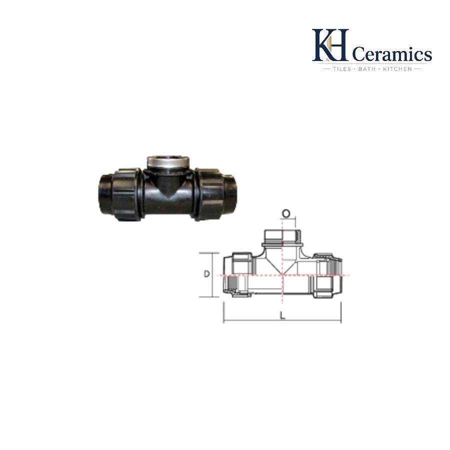 Phụ kiện HDPE Tê 90° ren trong Tees 90° Femade thread