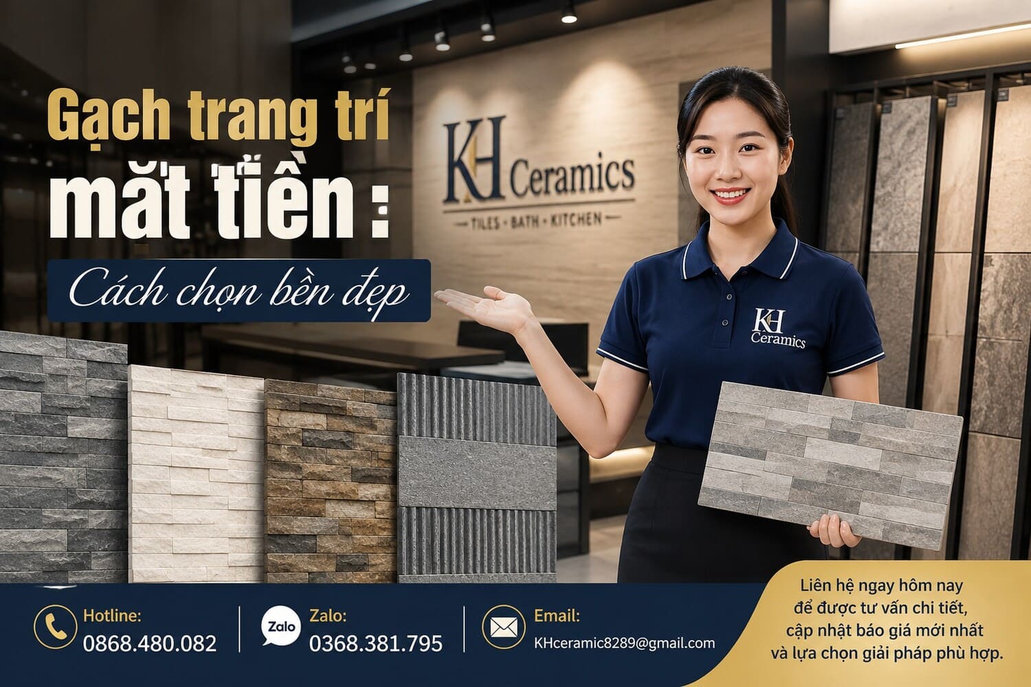 Gạch trang trí mặt tiền : Cách chọn bền đẹp