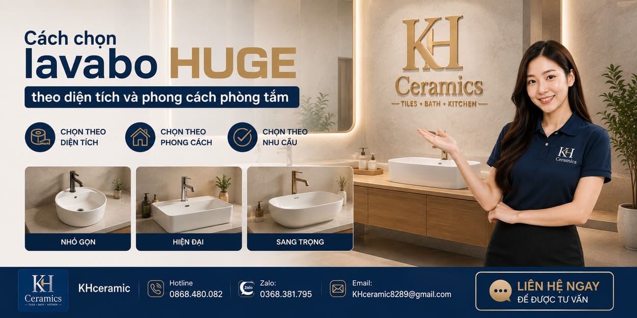 Cách chọn lavabo HUGE theo diện tích và phong cách phòng tắm
