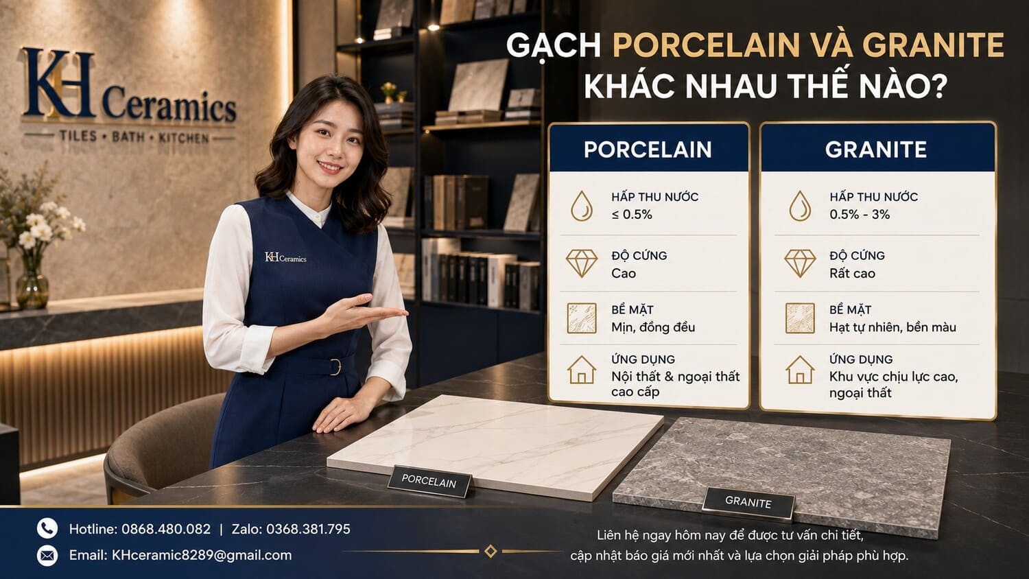Gạch Porcelain và Granite khác nhau thế nào?