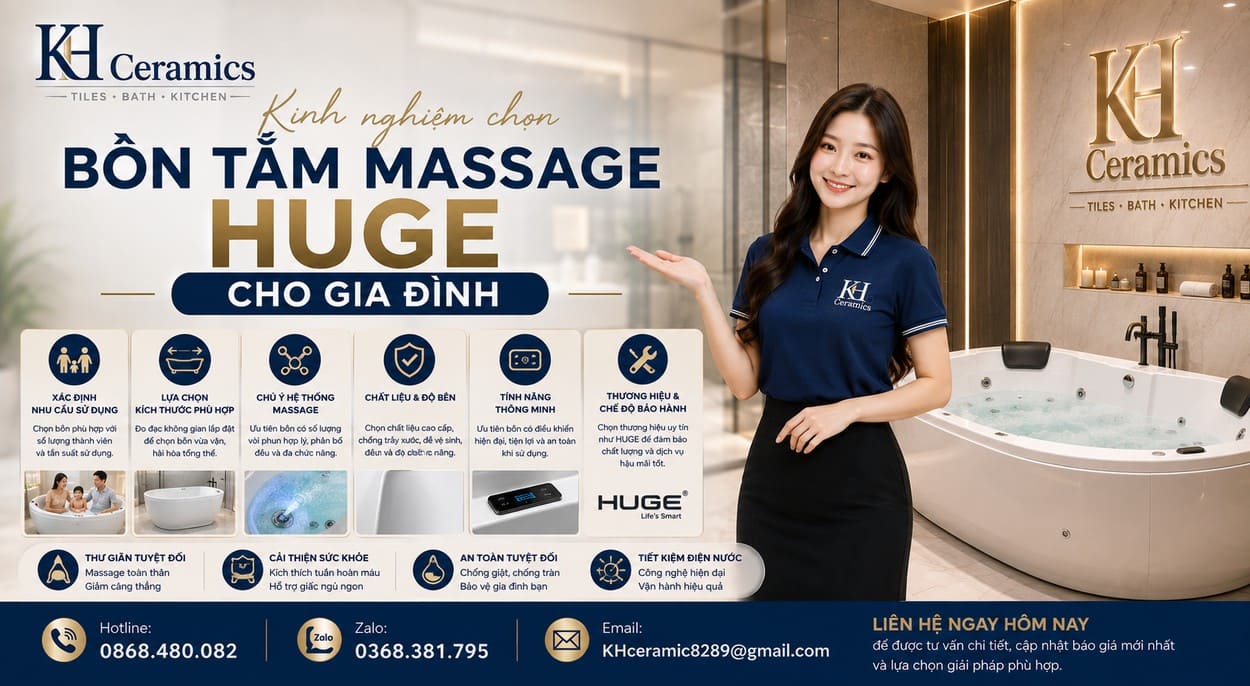 Kinh nghiệm chọn bồn tắm massage HUGE