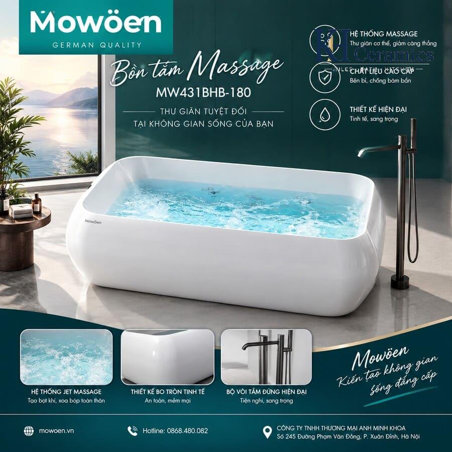 Bồn tắm Massage Mowoen MW431BHB-180